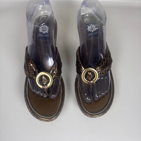 Yellow Box Riviera Women’s Bronze Wedges Sandals Snake Glams Boho Resort sz 8.5 - Picture 1 of 6